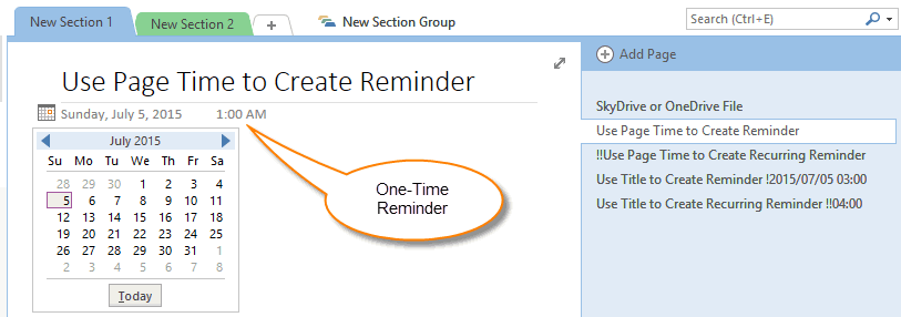 onenote for mac reminders
